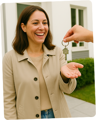 Dame som får hus nøkkel